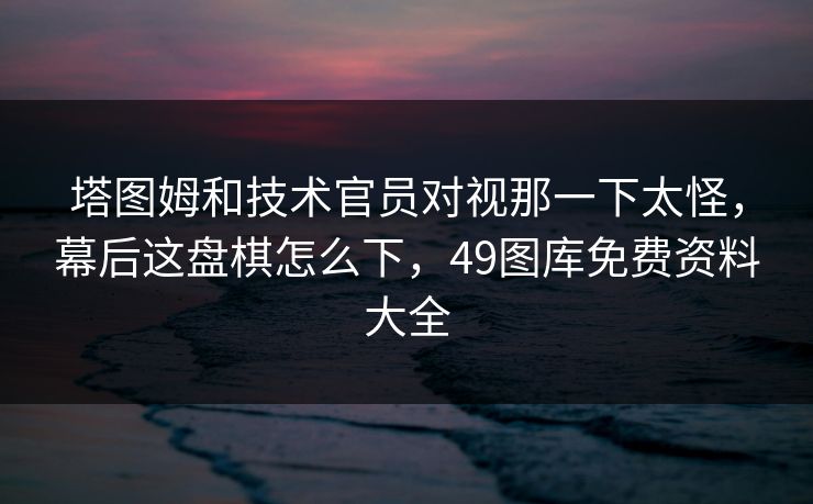 塔图姆和技术官员对视那一下太怪，幕后这盘棋怎么下，49图库免费资料大全